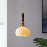 Classic Dome White Ceramics Pendant Light Dining Room Image - 3