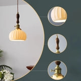 Classic Dome White Ceramics Pendant Light Dining Room Image - 9
