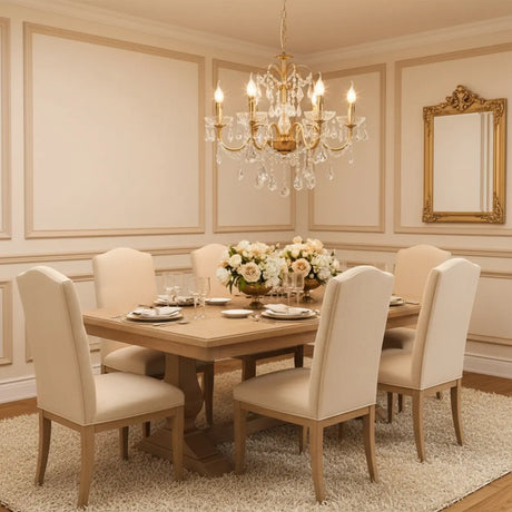 Classic Elegant Candle Gold Clear Crystal Bedroom Chandelier Image - 2