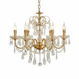 Classic Elegant Candle Gold Clear Crystal Bedroom Chandelier Image - 3