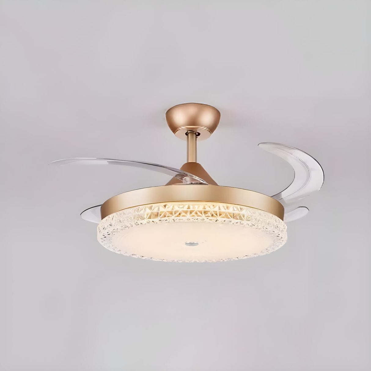 Classic Elegant Round Crystal Ceiling Fan with Light Image - 17