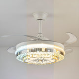 Classic Elegant Round Crystal Ceiling Fan with Light Image - 19