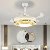 Classic Elegant Round Crystal Ceiling Fan with Light Image - 20