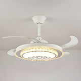 Classic Elegant Round Crystal Ceiling Fan with Light Image - 23