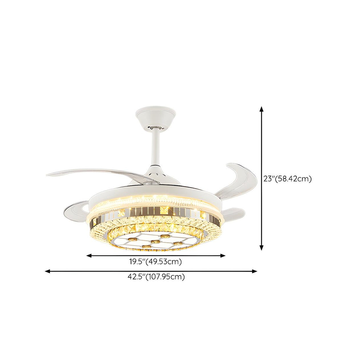 Classic Elegant Round Crystal Ceiling Fan with Light Image - 31