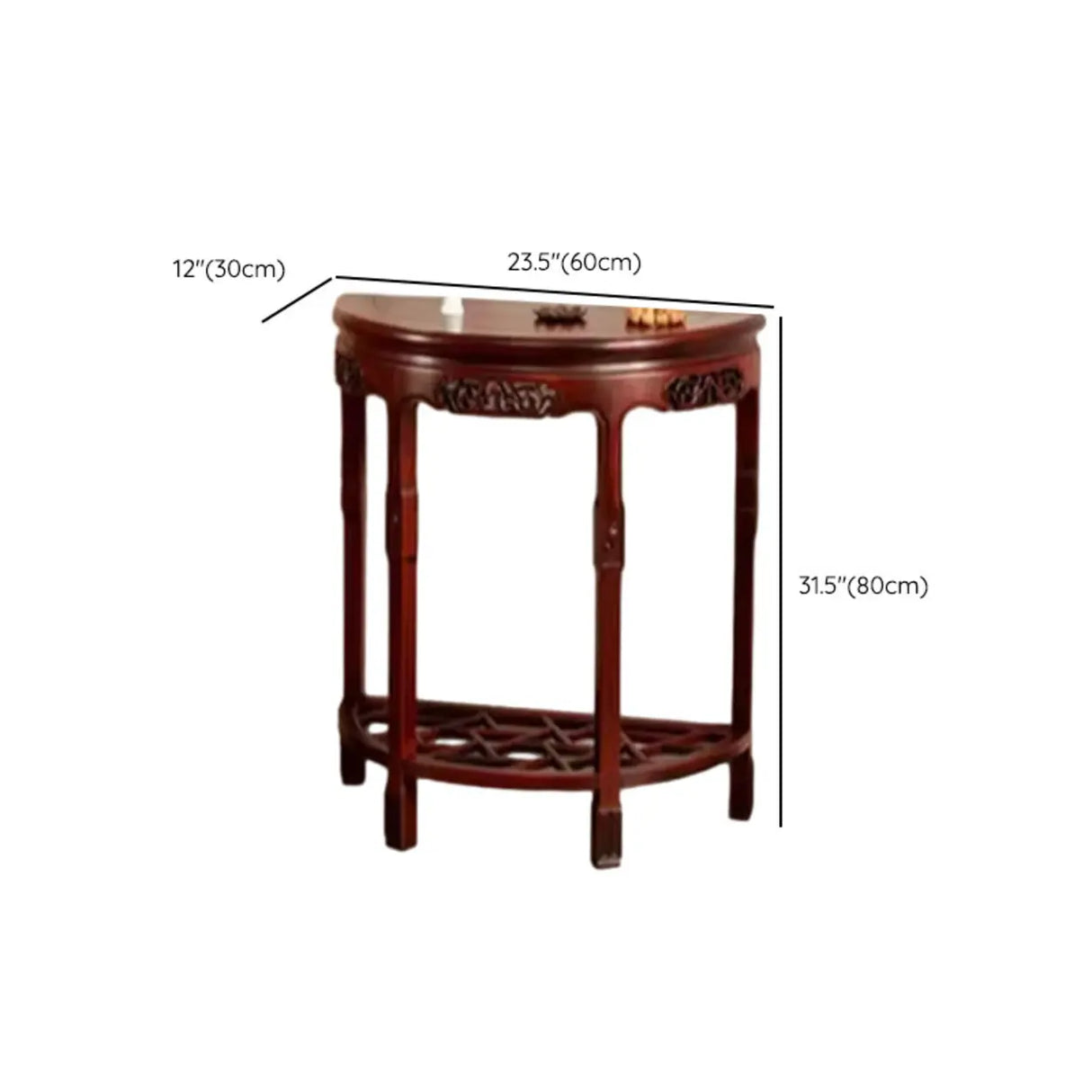 Classic Entryway Half Moon Wood Mahogany Console Table 