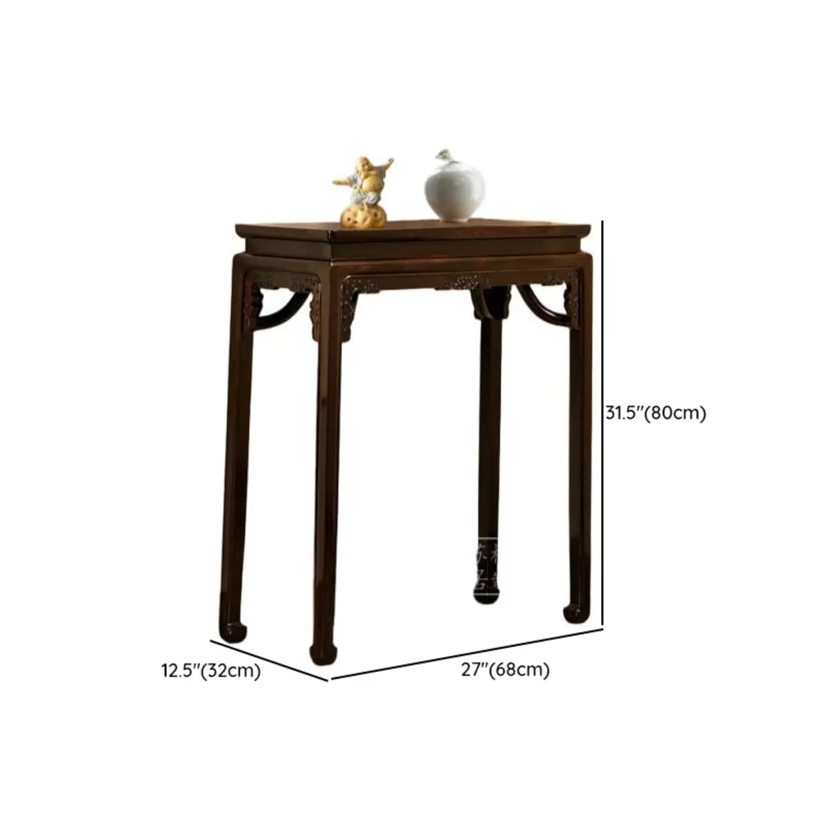 Classic Entryway Rectangular Dark Wood Console Table 