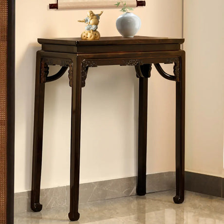 Classic Entryway Rectangular Dark Wood Console Table Image - 2