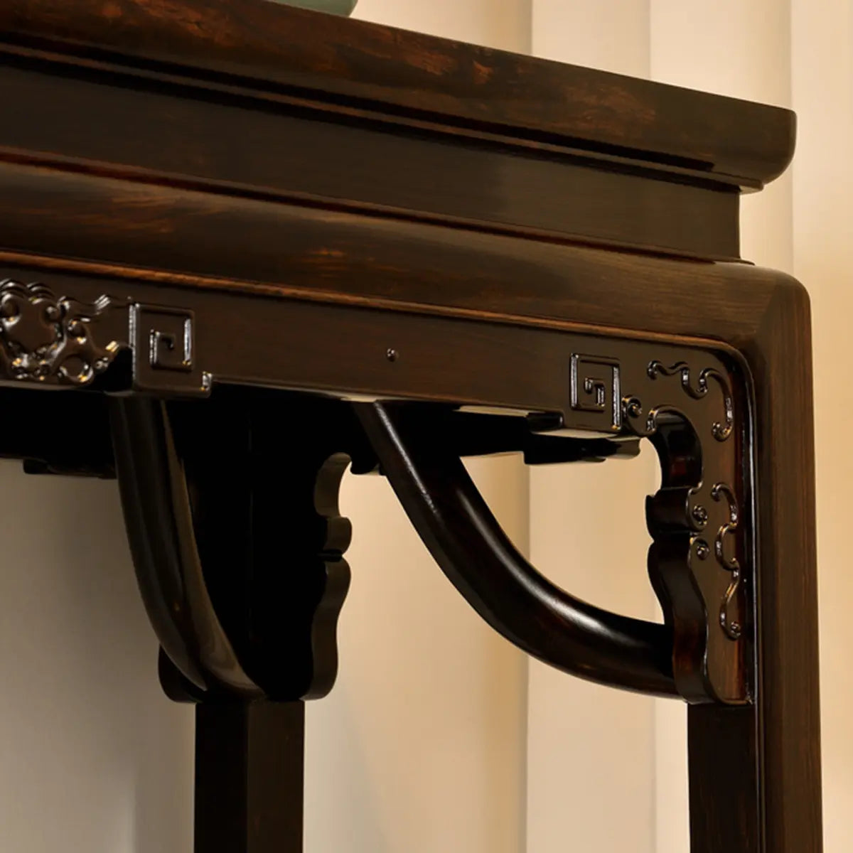 Classic Entryway Rectangular Dark Wood Console Table Image - 5