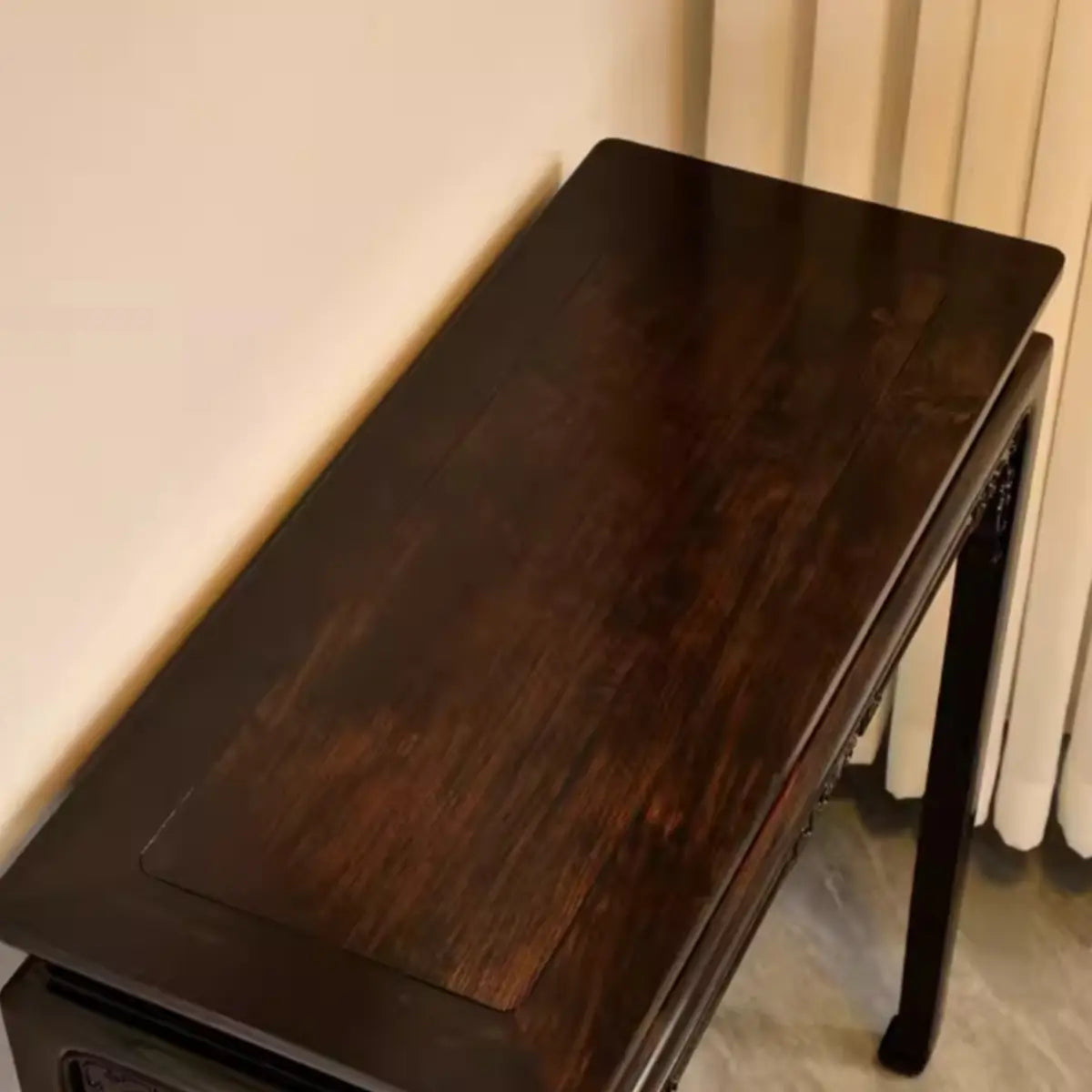 Classic Entryway Rectangular Dark Wood Console Table Image - 6