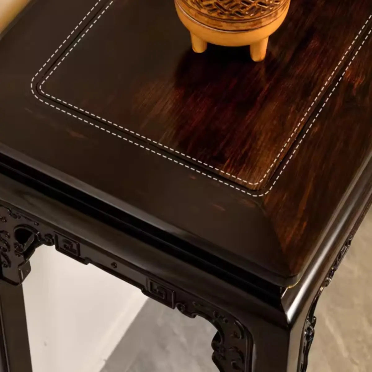 Classic Entryway Rectangular Dark Wood Console Table Image - 7
