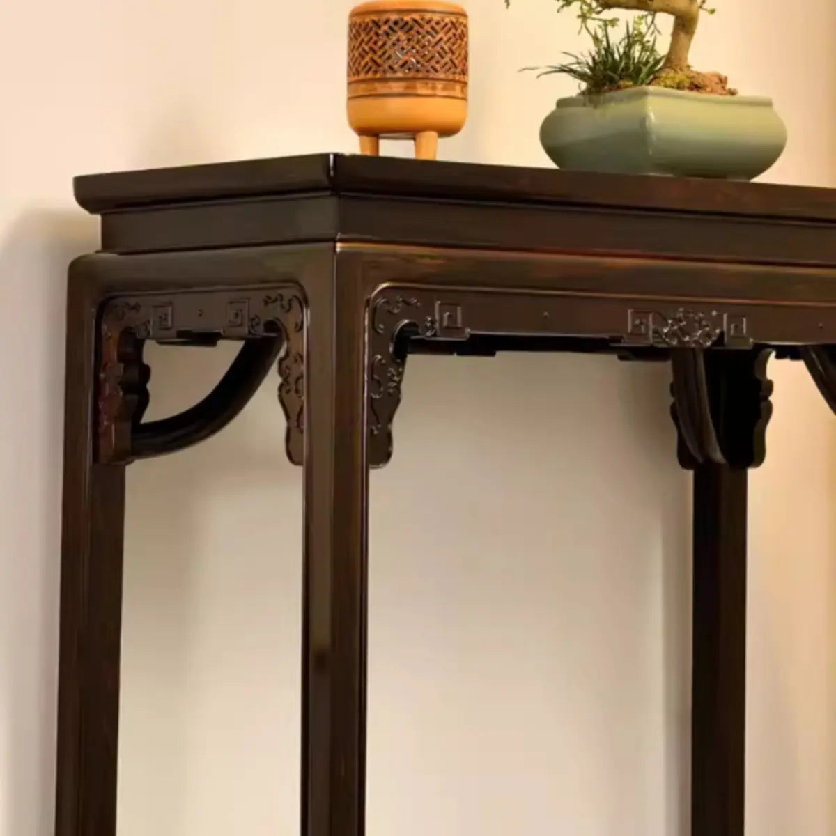 Classic Entryway Rectangular Dark Wood Console Table Image - 9