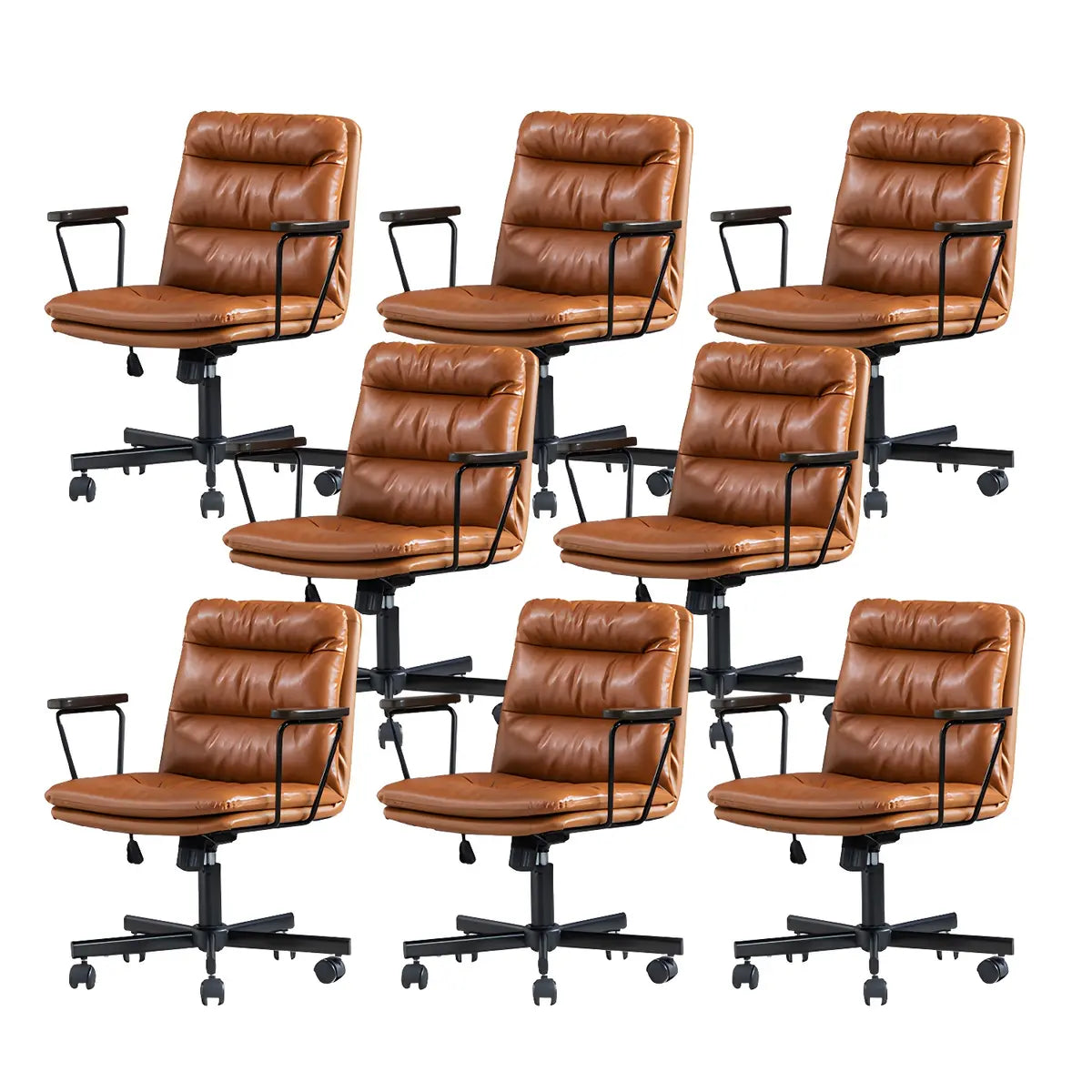 Classic Ergonomic Leather Black Adjustable Office Chair Image - 60