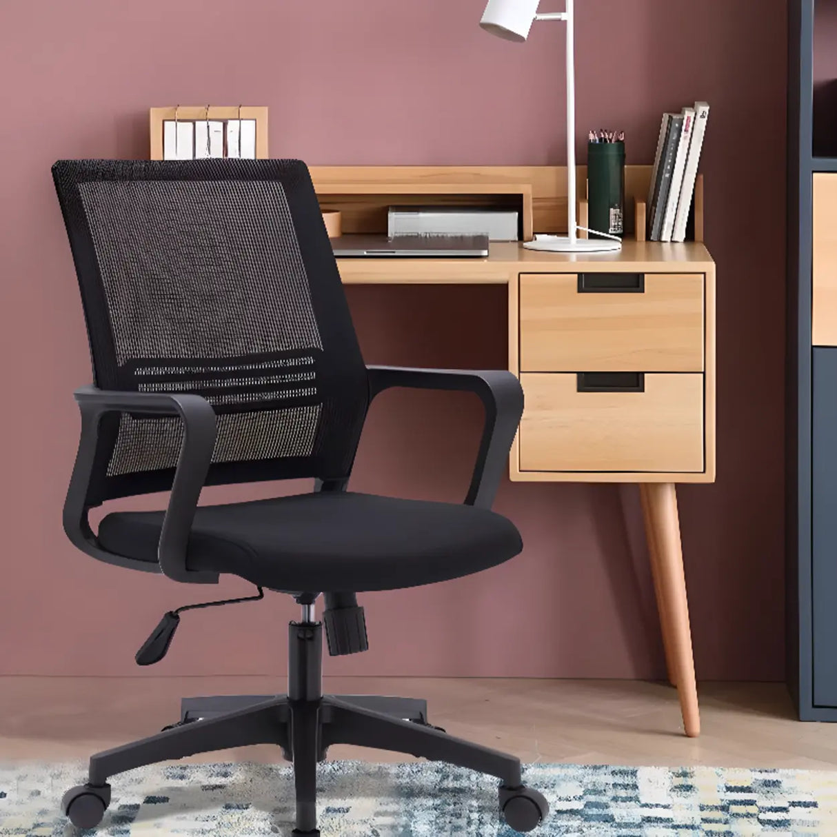 Classic Ergonomic Mesh Black Adjustable Office Chair Image - 4