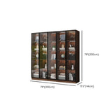 Classic Espresso Vertical Glass Wood Narrow Bookcase Image - 33