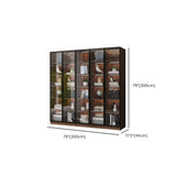 Classic Espresso Vertical Glass Wood Narrow Bookcase Image - 34