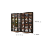 Classic Espresso Vertical Glass Wood Narrow Bookcase Image - 37