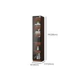 Classic Espresso Vertical Glass Wood Narrow Bookcase #size