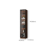 Classic Espresso Vertical Glass Wood Narrow Bookcase Image - 24