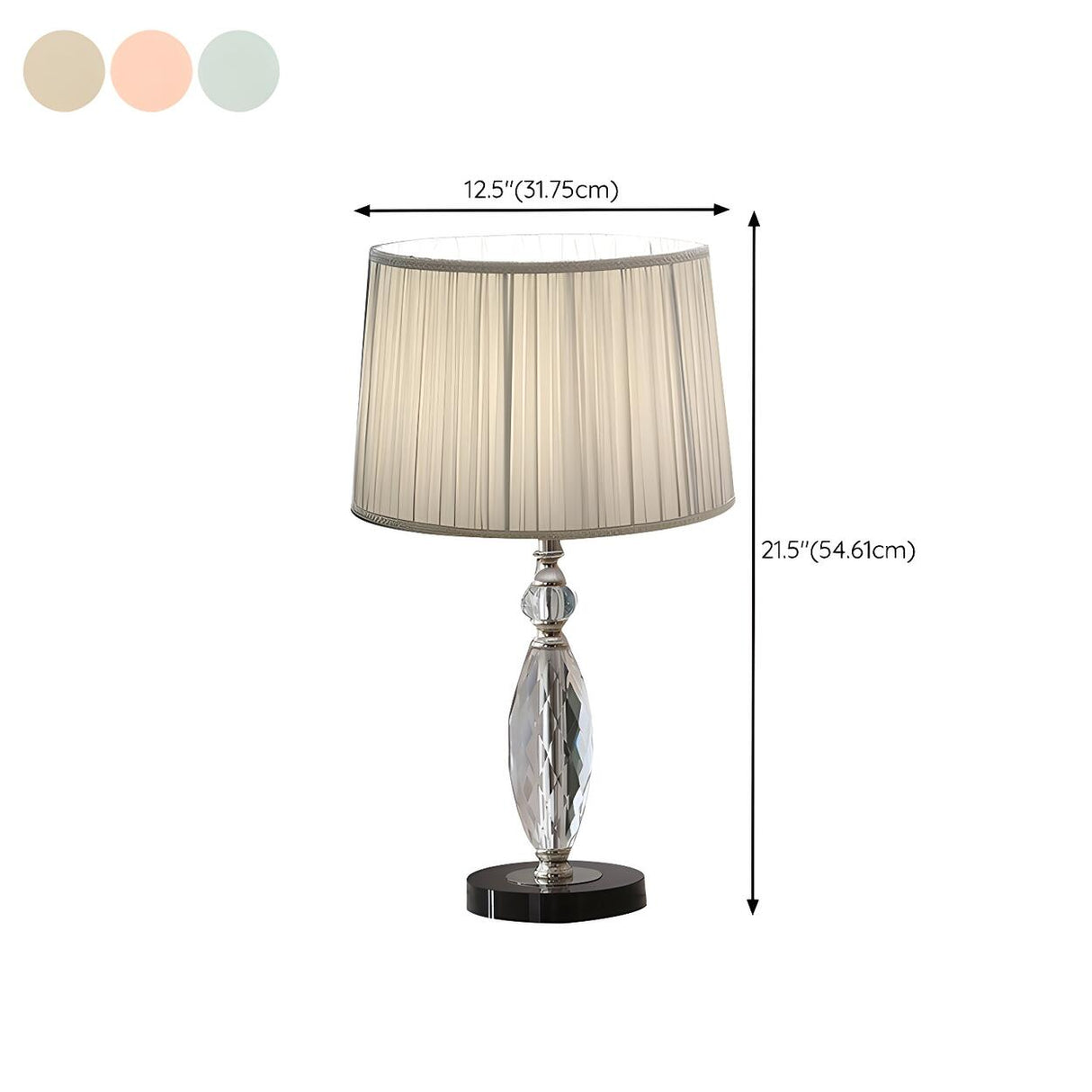 Classic Fabric Drum Shade Crystal Base Table Lamp 
