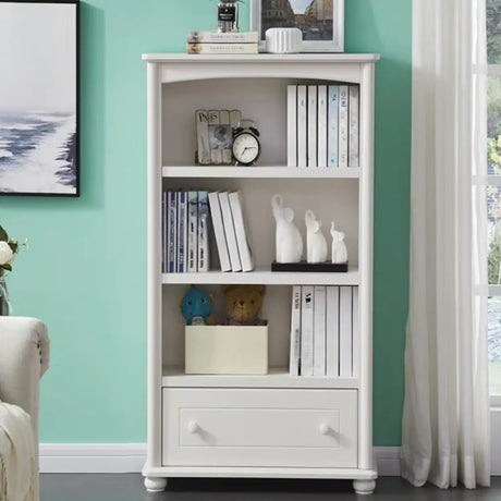 Classic French White Rectangular Wood Storage Bookcase Image - 1