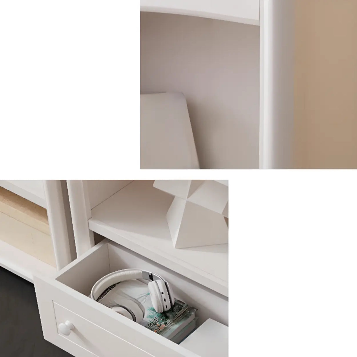 Classic French White Rectangular Wood Storage Bookcase Image - 10