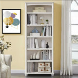 Classic French White Rectangular Wood Storage Bookcase Image - 15