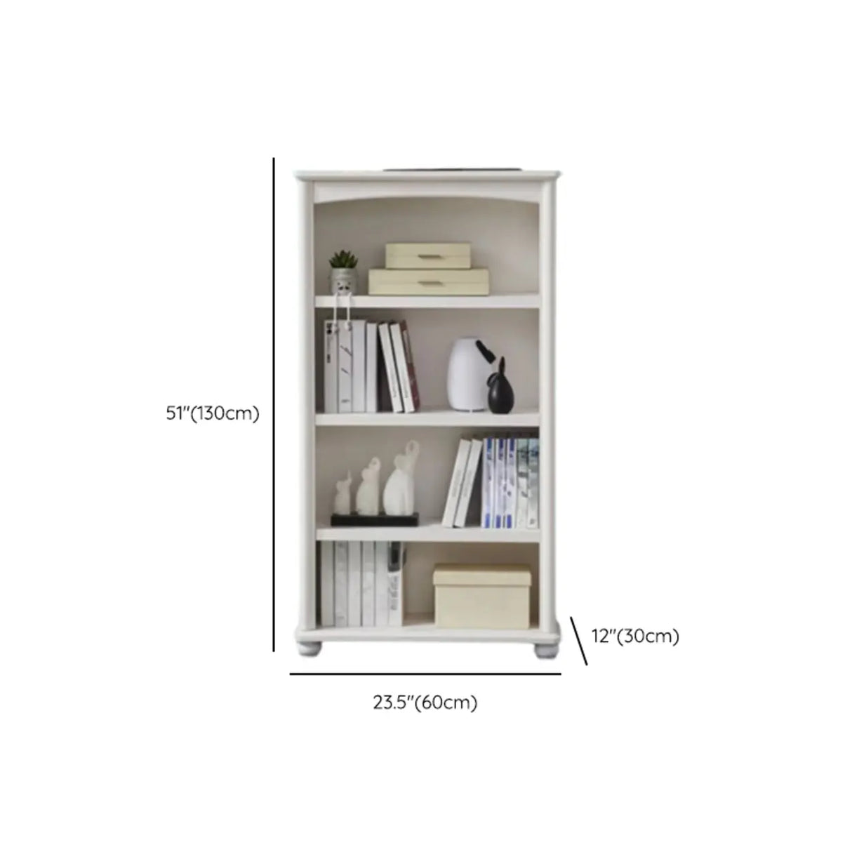 Classic French White Rectangular Wood Storage Bookcase Image - 22