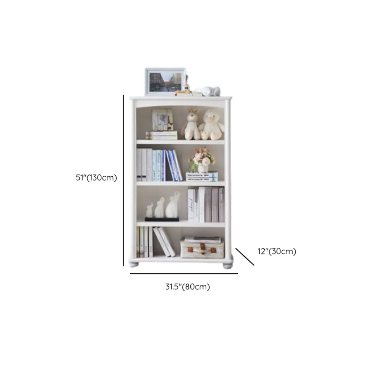 Classic French White Rectangular Wood Storage Bookcase Image - 23