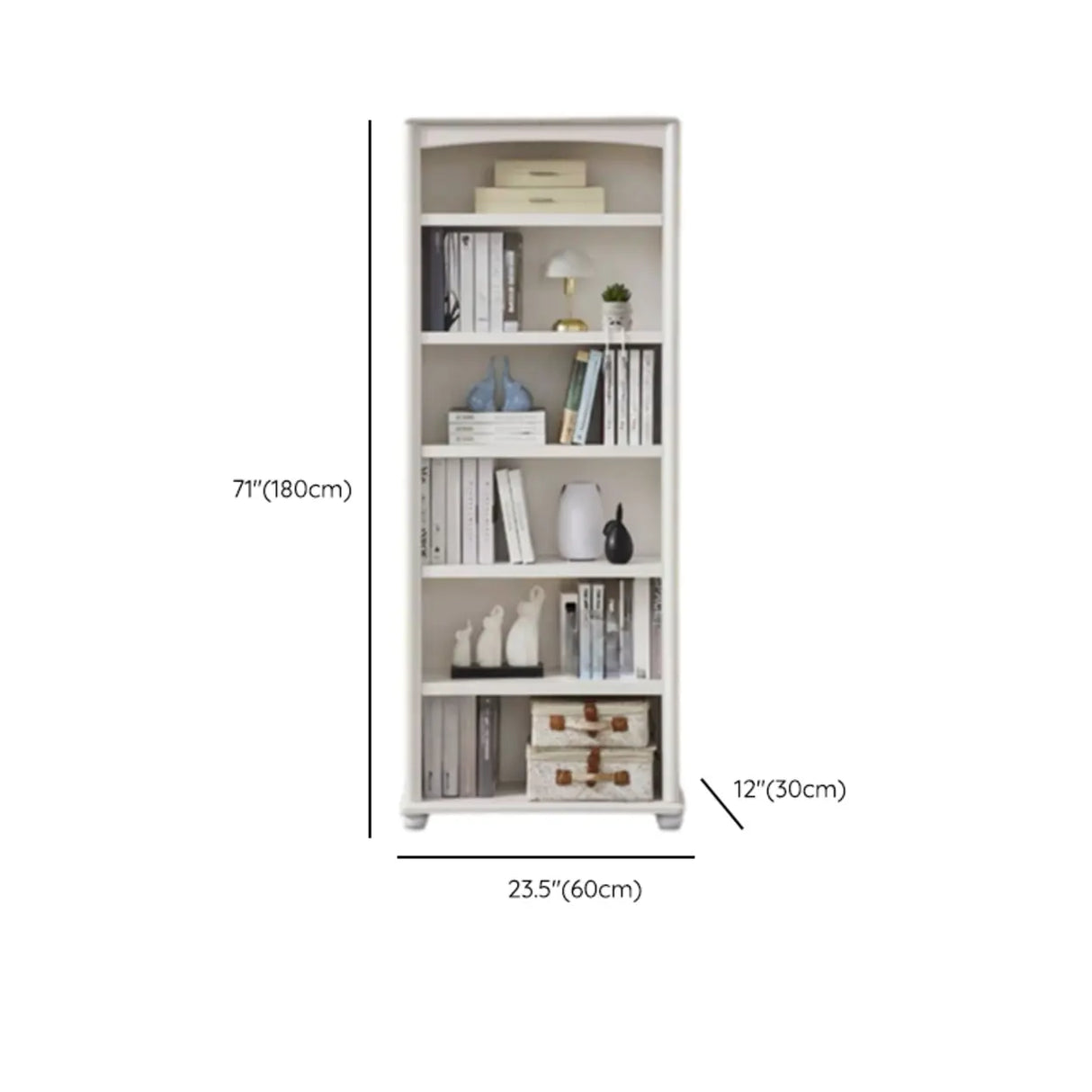 Classic French White Rectangular Wood Storage Bookcase Image - 24
