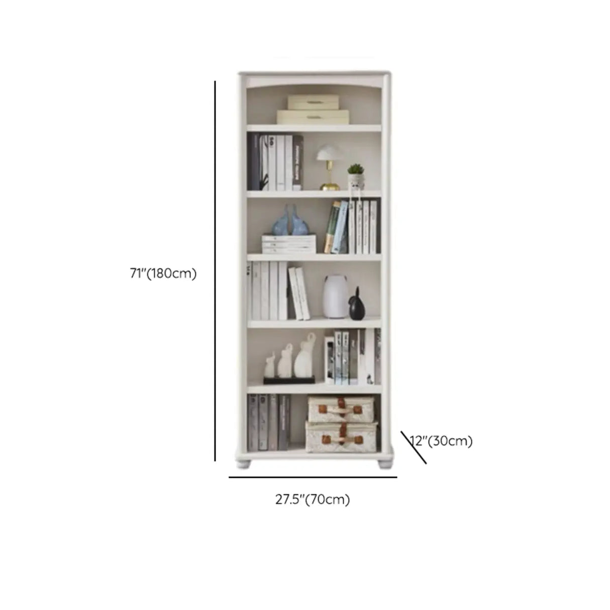 Classic French White Rectangular Wood Storage Bookcase Image - 25