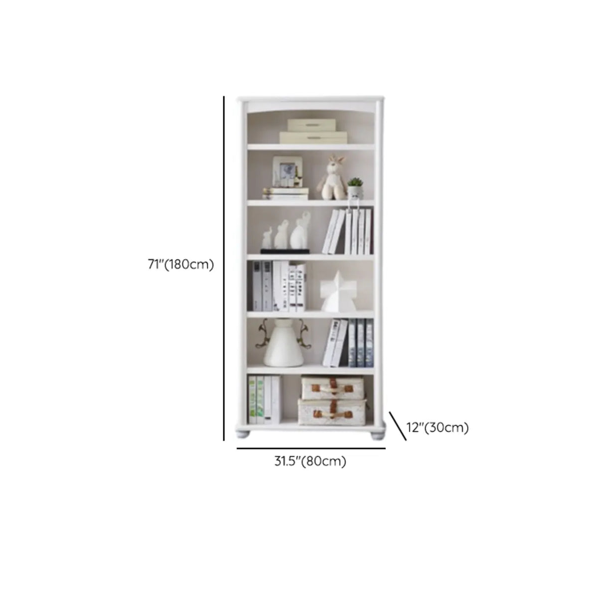 Classic French White Rectangular Wood Storage Bookcase Image - 26