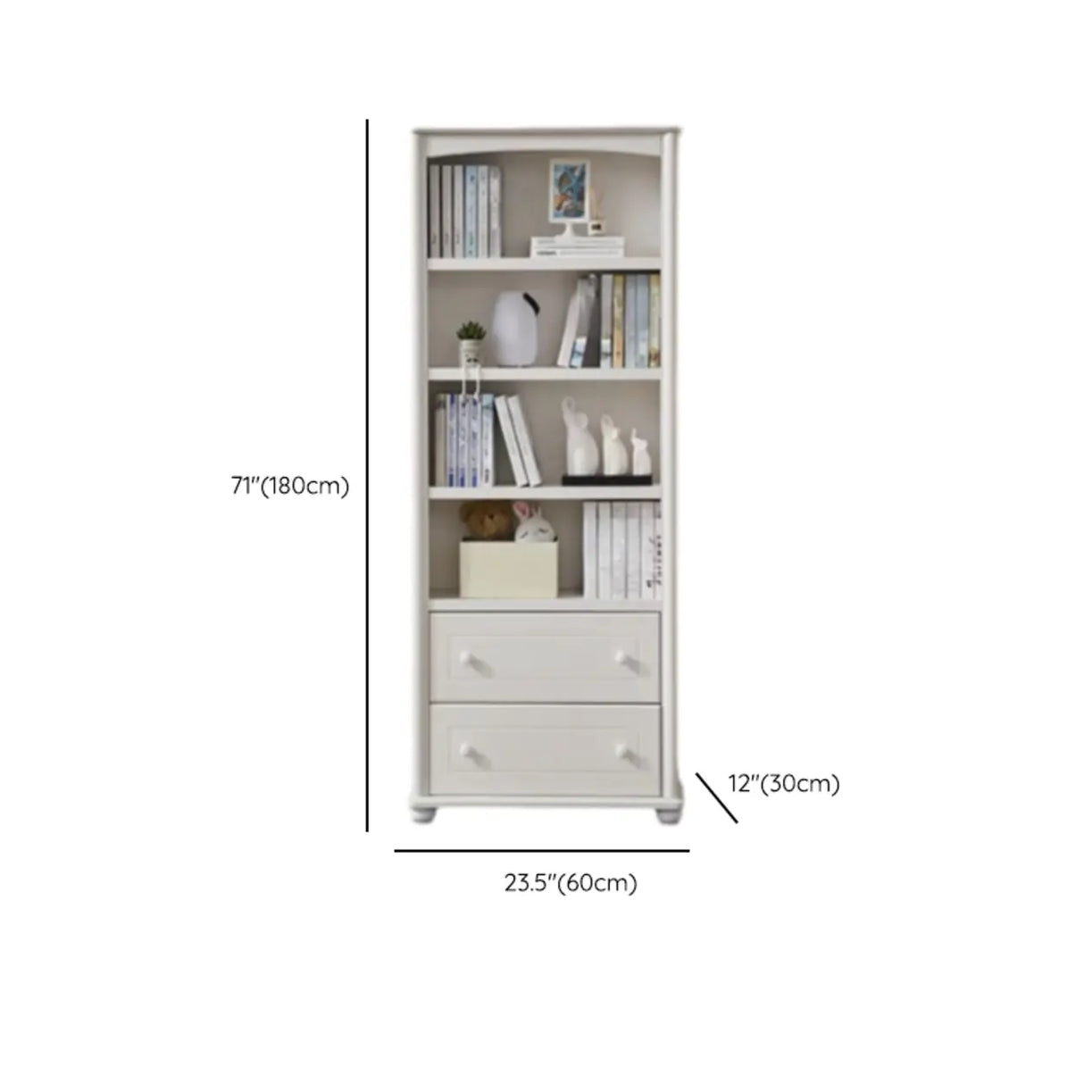 Classic French White Rectangular Wood Storage Bookcase Image - 27