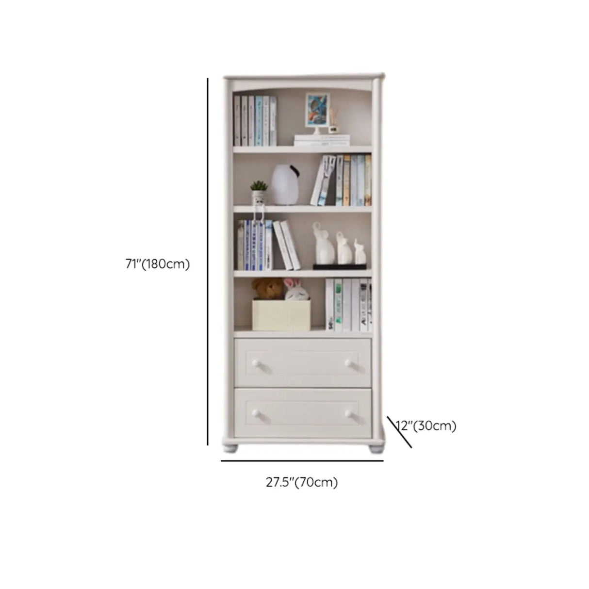 Classic French White Rectangular Wood Storage Bookcase Image - 28