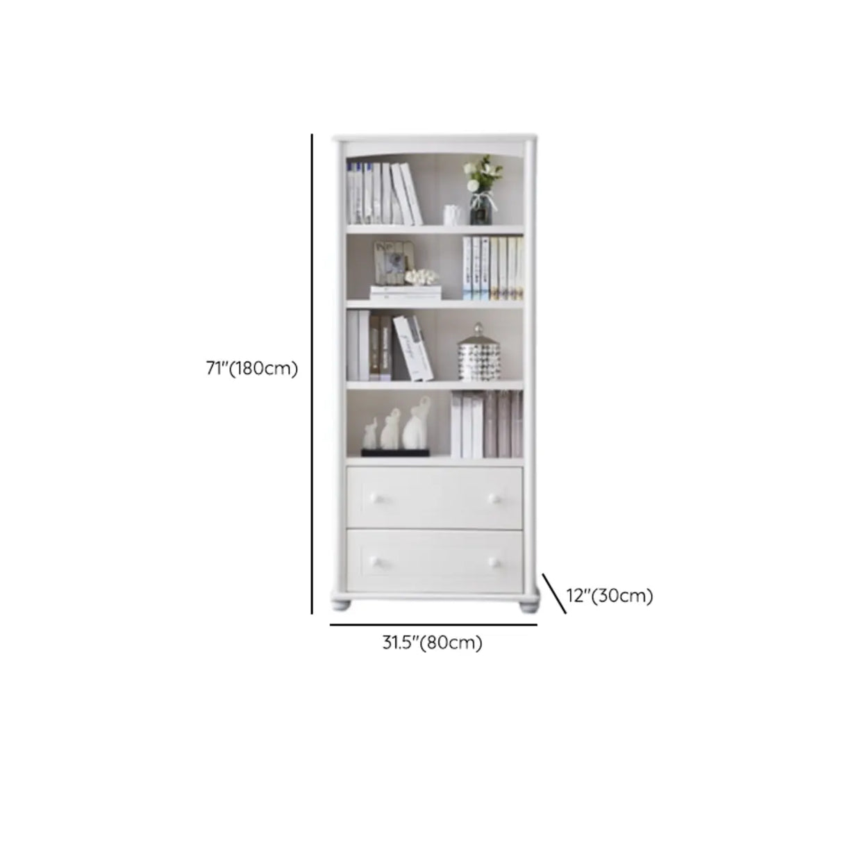 Classic French White Rectangular Wood Storage Bookcase Image - 29
