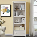 Classic French White Rectangular Wood Storage Bookcase Image - 3