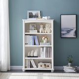 Classic French White Rectangular Wood Storage Bookcase Image - 6