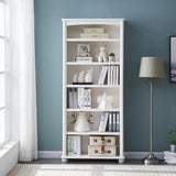 Classic French White Rectangular Wood Storage Bookcase Image - 8