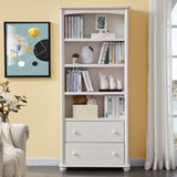 Classic French White Rectangular Wood Storage Bookcase Image - 9