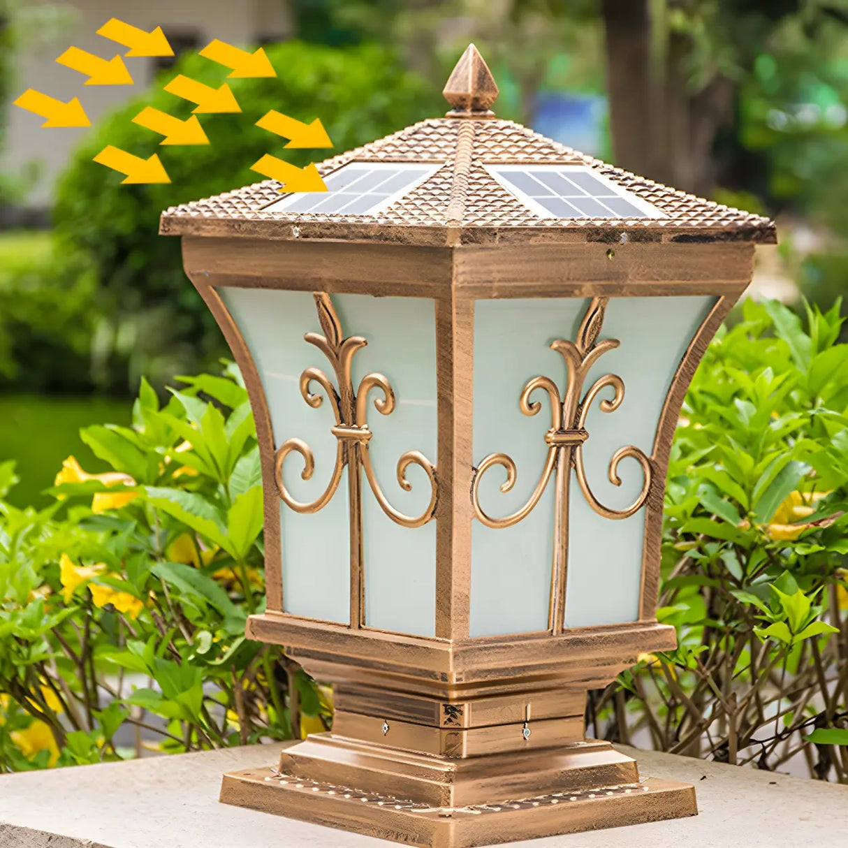 Classic Garden Decor Solar Outdoor Pillar Lantern Lamp Image - 16