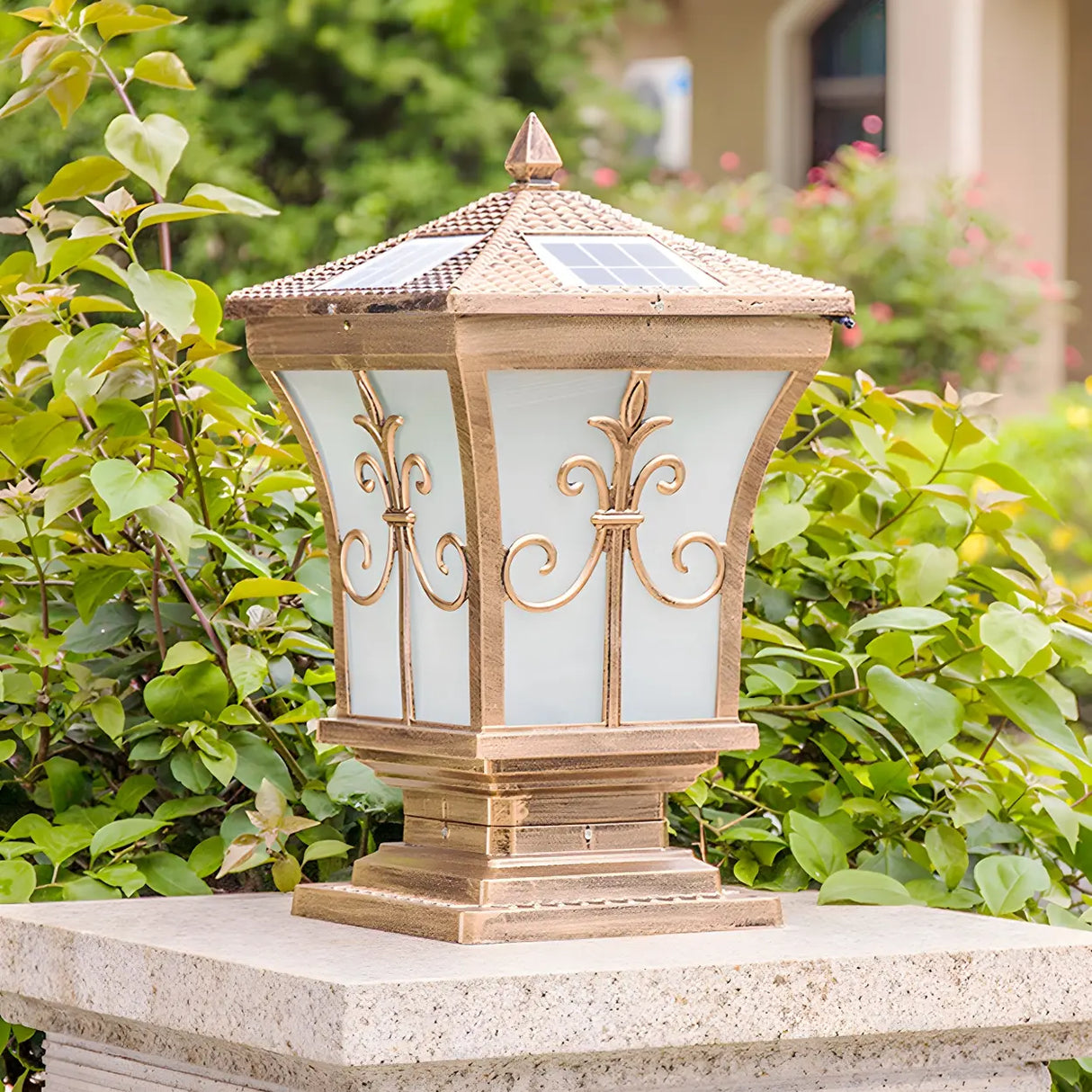 Classic Garden Decor Solar Outdoor Pillar Lantern Lamp Image - 17