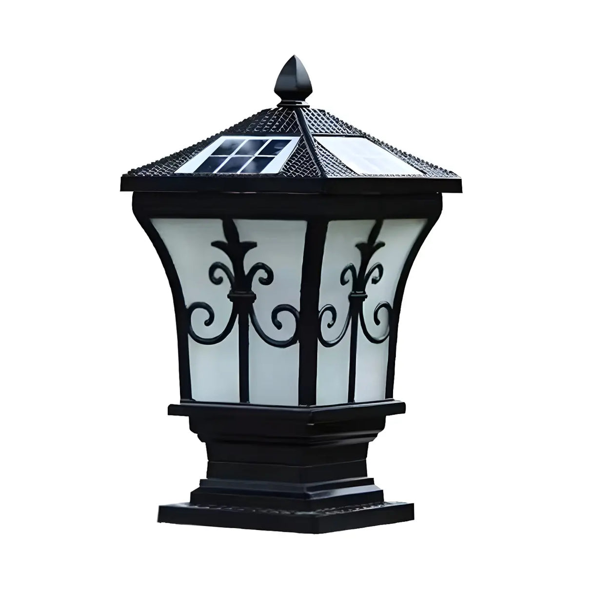 Classic Garden Decor Solar Outdoor Pillar Lantern Lamp Image - 2