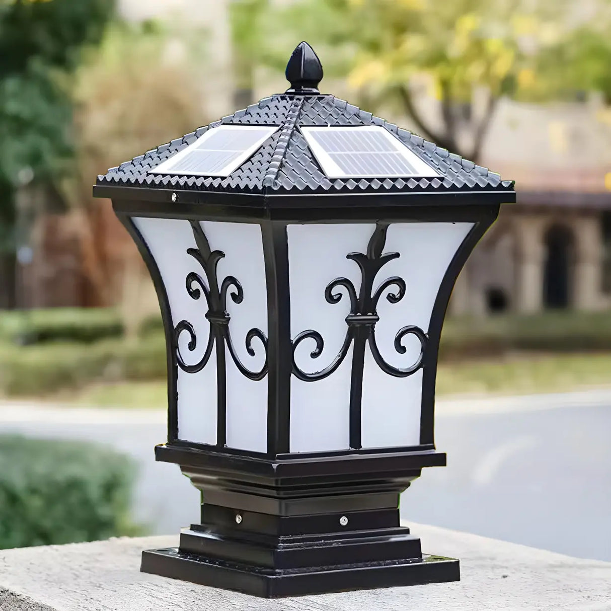Classic Garden Decor Solar Outdoor Pillar Lantern Lamp Image - 5