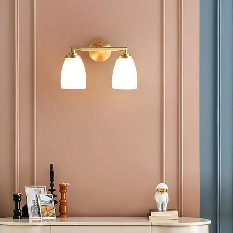 Classic Gold and Frosted Glass Vanity Light Image - 2