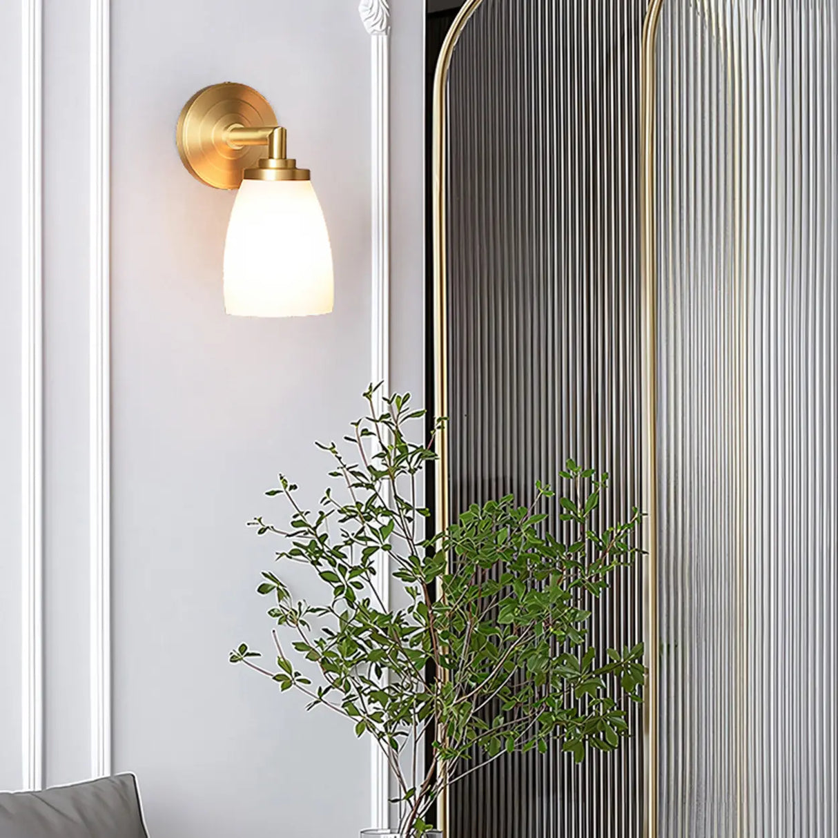 Classic Gold and Frosted Glass Vanity Light Image - 4