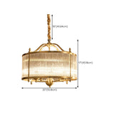 Classic Gold Drum Glass Pendant Light Chandelier Image - 19