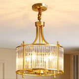 Classic Gold Drum Glass Pendant Light Chandelier Image - 9