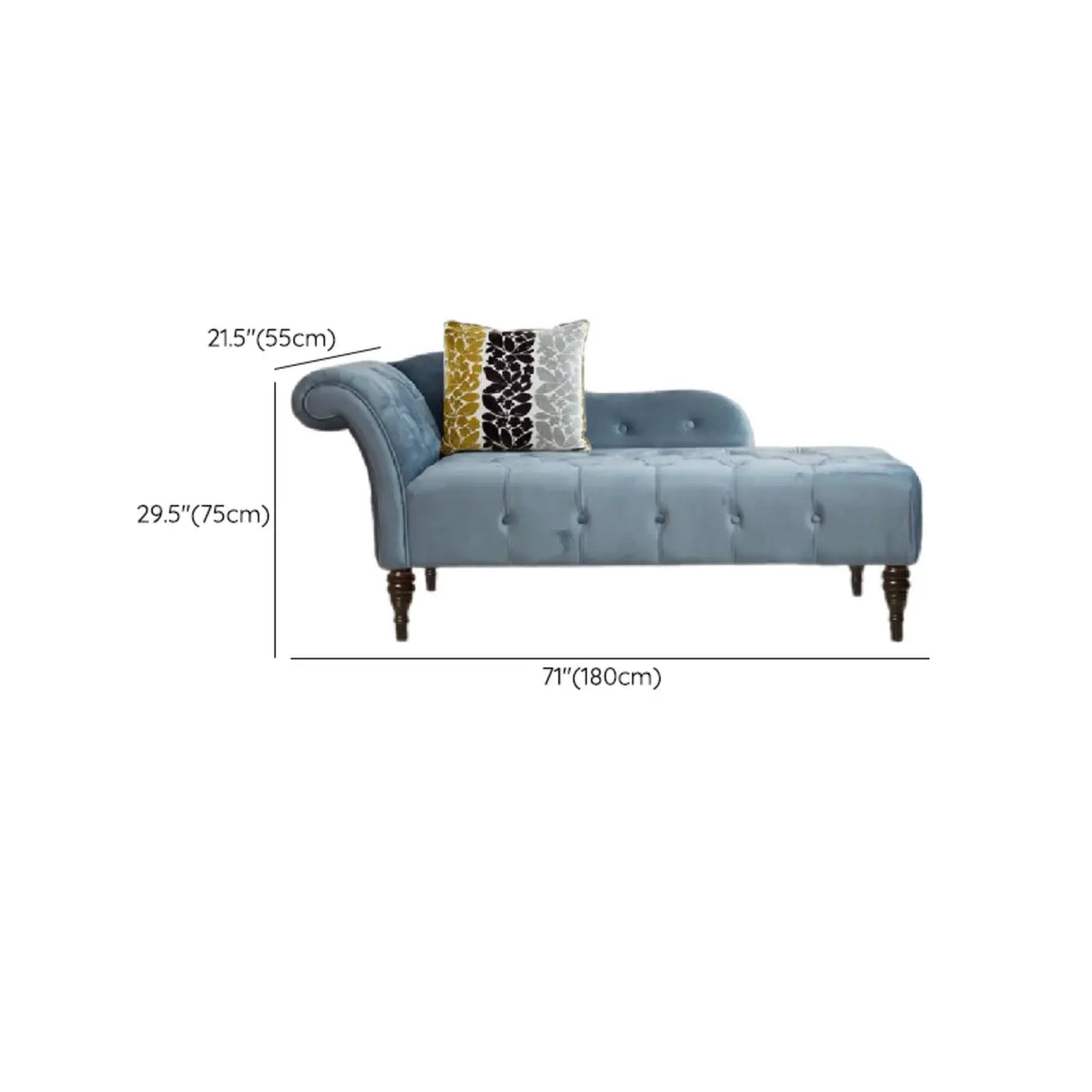 Classic Green Tufted Wooden Frame Left-Arm Chaise Image - 11