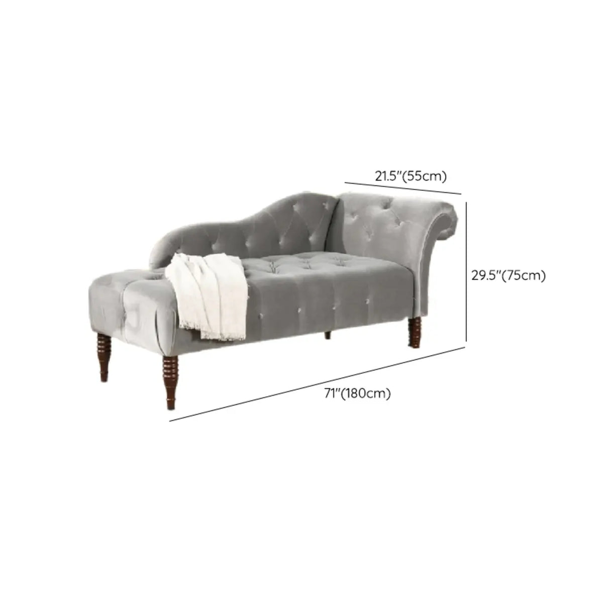 Classic Green Tufted Wooden Frame Left-Arm Chaise Image - 12