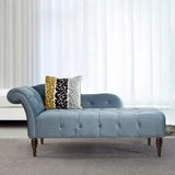Classic Green Tufted Wooden Frame Left-Arm Chaise Image - 5